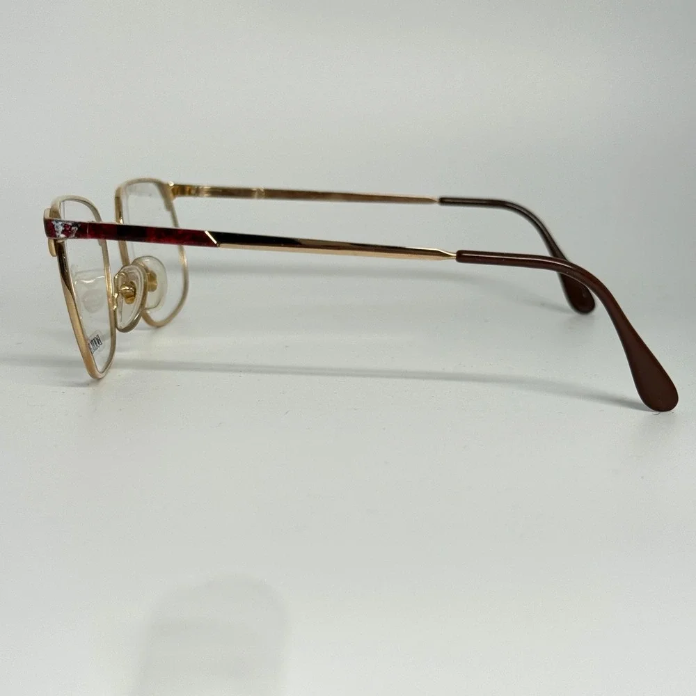 Bourgeois Lizon Gold‎ Red Eyeglasses Frames 56-20-140 France Vintage H5597